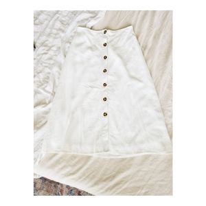 She & Sky White Button Front Skirt